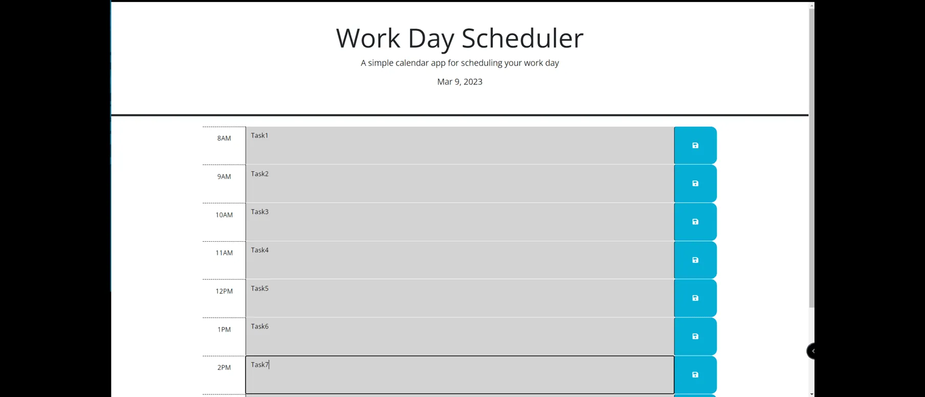 Work Day Scheduler